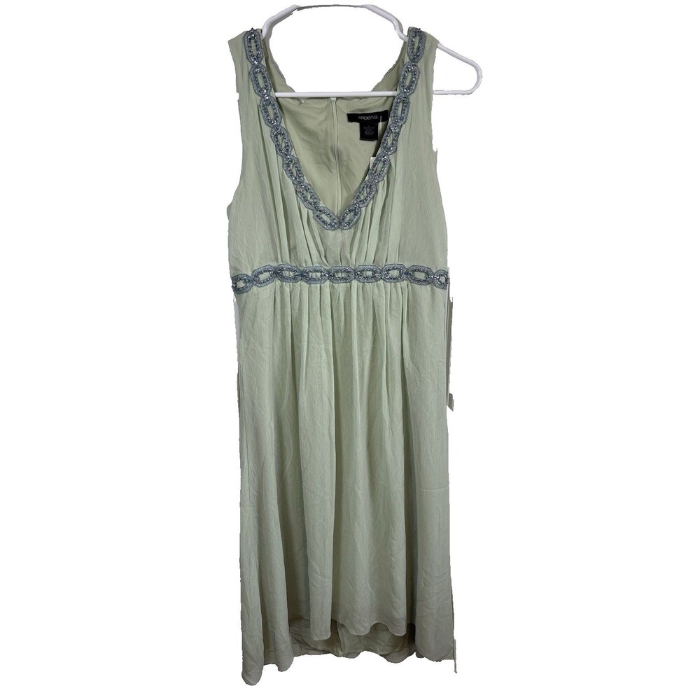 Arden B Vinatge Dress Drop Waist Beaded Green Mint Size  6 sleeveless USA NWT